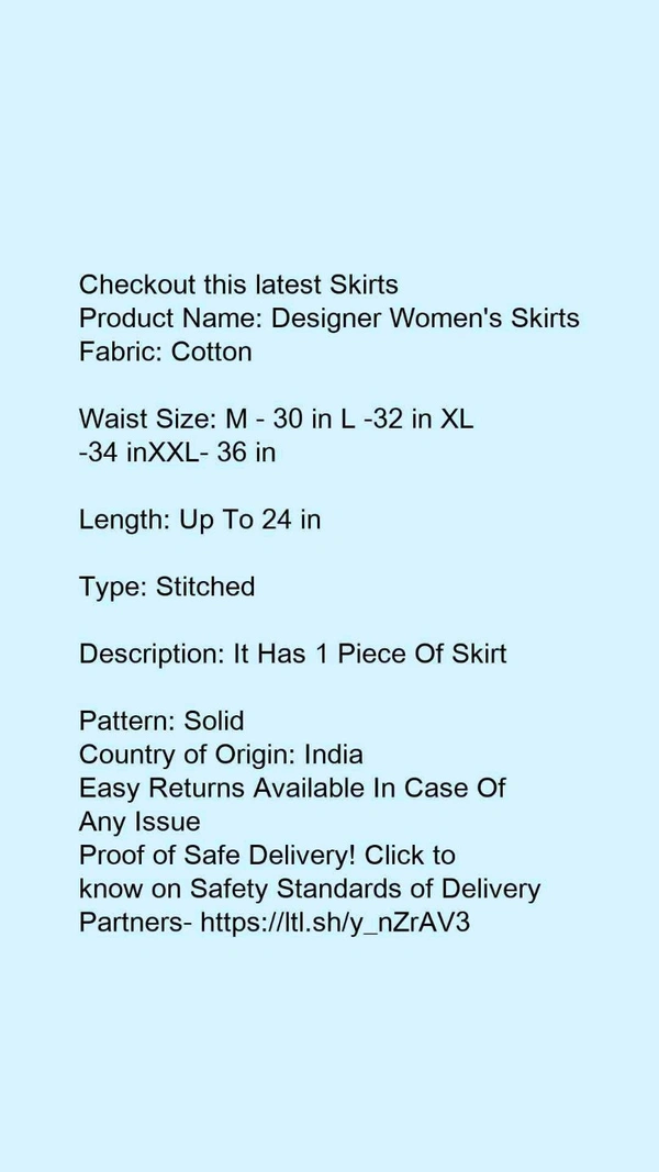 Product Name: *Designer Women's Skirts*Fabric: Cotton - size- M