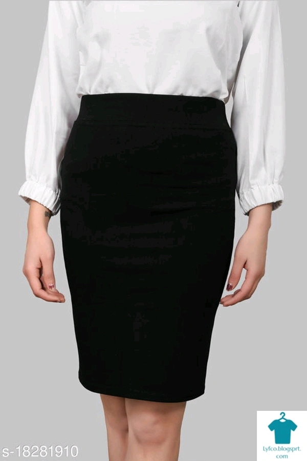 Product Name: *Trendy Women Pencil Black Skirt*Fabric: Cotton BlendPattern: SolidMultipack: 1 - size- 28