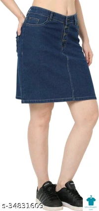 Checkout this latest SkirtsProduct Name: *Fashionable Feminine Women Western Skirts*Fabric: DenimPattern: SolidMultipack: 1 - size- ,32
