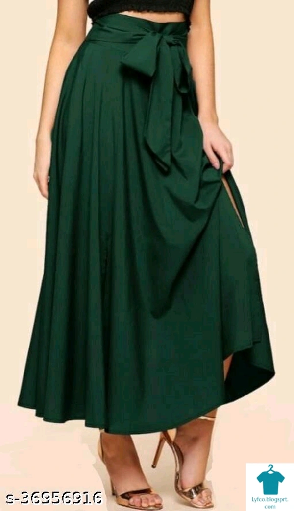 Product Name: *Ravishing Feminine Women Western Skirts*Fabric: CrepePattern: SolidMultipack: 1 - 24, colour- Dark green