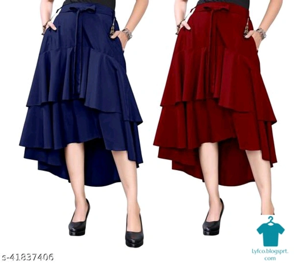 Product Name: *315 BLUE MAROON SKIRT*Pattern: Colorblocked - size- Free size