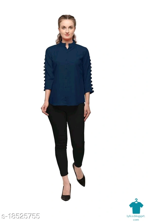 Product Name: *Fancy Graceful Women Tops & Tunics*Fabric: RayonSleeve Length: Three-Quarter SleevesPattern: SolidMultipack: 1 - size- Xs