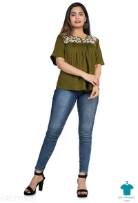 Product Name: *Gurmeet Fashion Green Rayon Embroidered Tunic/Top For Women's*Fabric: RayonSleeve Length: Short SleevesPattern: EmbroideredMultipack: 1 - size- S
