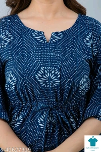 Checkout this latest Tops & TunicsProduct Name: *Charvy Comfy Indigo Printed Cotton Kaftan*Fabric: CottonSleeve Length: Three-Quarter SleevesPattern: PrintedMultipack: 1 - XXL
