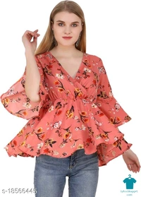 Product Name: *Trendy Retro Women Tops & Tunics*Fabric: CrepeSleeve Length: Three-Quarter SleevesPattern: PrintedMultipack: 1 - M