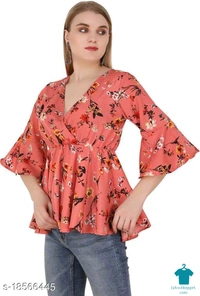 Product Name: *Trendy Retro Women Tops & Tunics*Fabric: CrepeSleeve Length: Three-Quarter SleevesPattern: PrintedMultipack: 1 - M