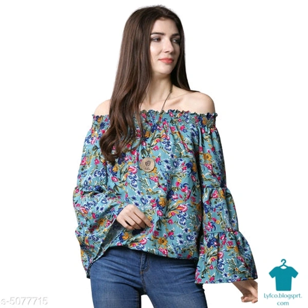 Product Name: *Women's Printed Blue Crepe Top*Fabric: CrepeSleeve Length: Long SleevesPattern: PrintedMultipack: 1 - XXL