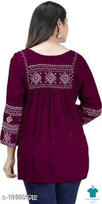 Product Name: *Shree Shyam Fashion Green Colored Girls Top with Embroidery work .*Fabric: RayonSleeve Length: Three-Quarter SleevesPattern: EmbroideredMultipack: 1 - L