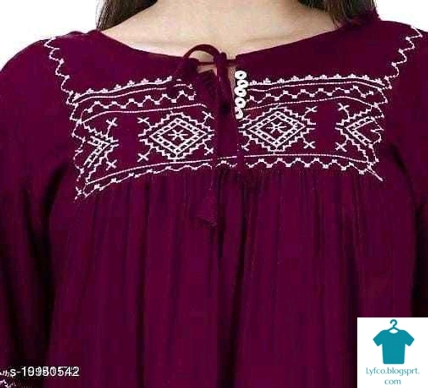 Product Name: *Shree Shyam Fashion Green Colored Girls Top with Embroidery work .*Fabric: RayonSleeve Length: Three-Quarter SleevesPattern: EmbroideredMultipack: 1 - L