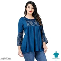 Product Name: *Shree Shyam Fashion Green Colored Girls Top with Embroidery work .*Fabric: RayonSleeve Length: Three-Quarter SleevesPattern: EmbroideredMultipack: 1 - XXL