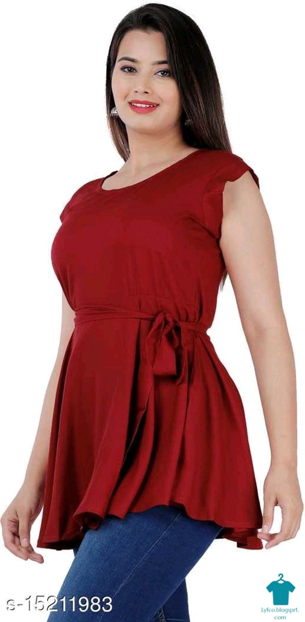 Product Name: *Urbane Glamorous Women Tops & Tunics*Fabric: RayonSleeve Length: SleevelessPattern: SolidMultipack: 1 - colour- yellow, size- M