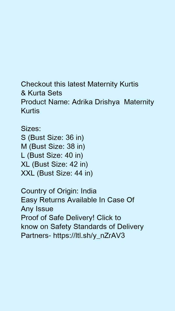 Product Name: *Adrika Drishya  Maternity Kurtis* - colour- Dark green