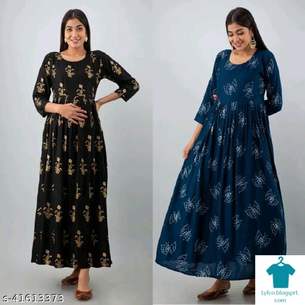 Product Name: *Designer Feeding Kurtis & Kurta Sets*Fabric: RayonBottomwear Fabric: No BottomwearBottom Type: No BottomwearSleeve Length: Three-Quarter SleevesStitch Type: StitchedFit/ Shape: MaternityPattern: PrintedCombo of: Combo of 2 - M