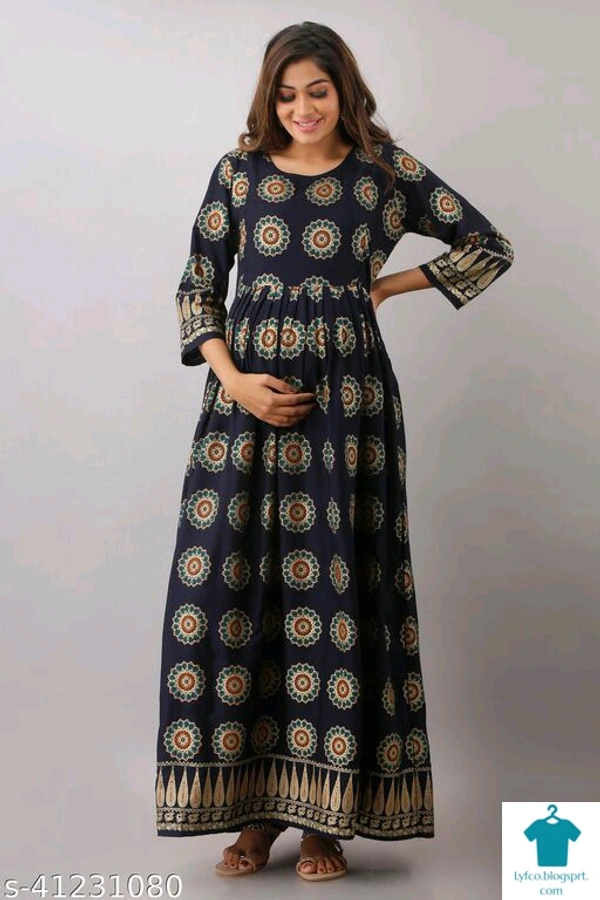 Product Name: *Classy Feeding Kurtis *Fabric: RayonBottomwear Fabric: No BottomwearBottom Type: No BottomwearSleeve Length: Three-Quarter SleevesStitch Type: StitchedFit/ Shape: MaternityPattern: PrintedCombo of: Single - size- S