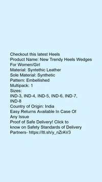 Product Name: *New Trendy Heels Wedges For Women/Girl*Material: Syntethic LeatherSole Material: SyntheticPattern: EmbellishedMultipack: 1 - IND-5