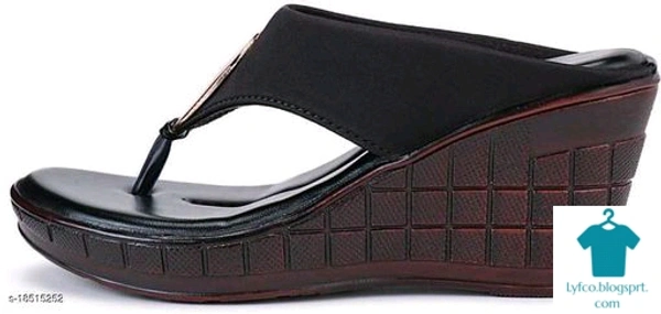 Product Name: *  Fashion Women's Wedges Sandal Casual Wear Heel Sandal Jet Black…*Material: Syntethic LeatherSole Material: EVAFastening & Back Detail: Slip-OnPattern: EmbellishedMultipack: 1 - IND-6