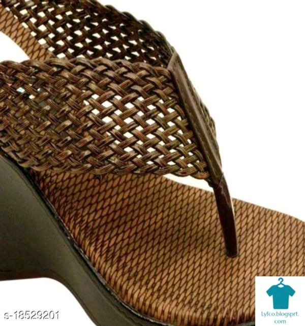 Product Name: *Brands Bucket Fashion Women's Brown Wedges Sandal Casual Wear Heel Sandal…*Material: Syntethic LeatherSole Material: EVAFastening & Back Detail: Slip-OnPattern: Woven DesignMultipack: 1 - IND-7