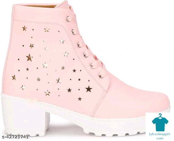 Product Name: *Girl's Stylish New trendy Latest Design Causal Boot Shoe For Women/Girls Chunky sole Lightweight Comfortable Fashion Boot For Women Boat Shoe For Women Outdoor Ankle Legth High Heel Boot Shoe For Women*Material: SyntheticSole Material: RubberPattern: Woven DesignFastening & Back Detail: Lace-UpMultipack: 1 - colour- black