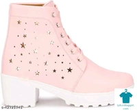 Product Name: *Girl's Stylish New trendy Latest Design Causal Boot Shoe For Women/Girls Chunky sole Lightweight Comfortable Fashion Boot For Women Boat Shoe For Women Outdoor Ankle Legth High Heel Boot Shoe For Women*Material: SyntheticSole Material: RubberPattern: Woven DesignFastening & Back Detail: Lace-UpMultipack: 1 - 6