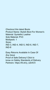 Product Name: *Stylish Boot For Women's*Material: Syntethic LeatherSole Material: PVCMultipack: 1 - 7