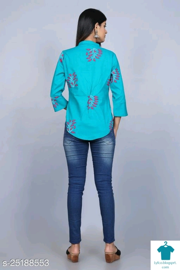 Product Name: *Trendy Feminine Women Tops & Tunics*Fabric: RayonSleeve Length: Three-Quarter SleevesPattern: PrintedMultipack: 1 - XL