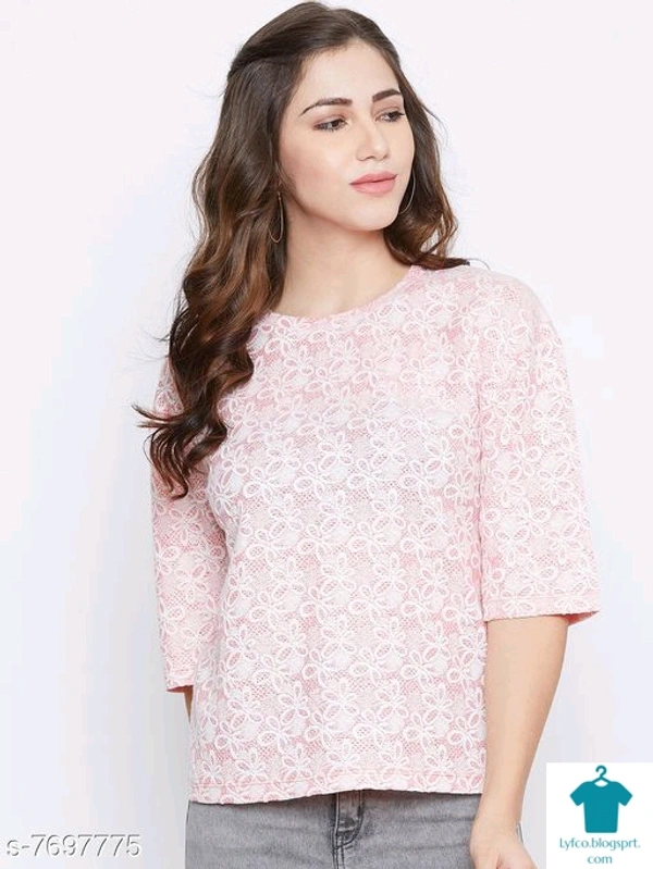 Product Name: *Austin Wood Women's Self Design Three-Quarter Sleeves Round Neck Top*Fabric: Cotton BlendSleeve Length: Three-Quarter SleevesPattern: Self-DesignMultipack: 1 - XL