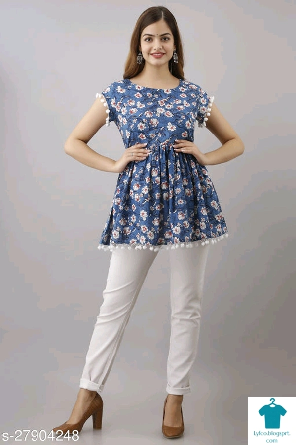 Product Name: *Trendy Sensational Women Tops & Tunics*Fabric: CrepeSleeve Length: Three-Quarter SleevesPattern: SolidMultipack: 1 - XXXL