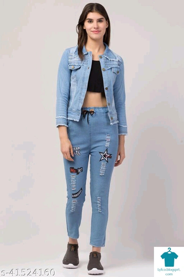 Product Name: *Denim Set Jacket and Jeans pant*Top Fabric: DenimBottom Fabric: DenimSleeve Length: Long SleevesMultipack: 1 - size- XS