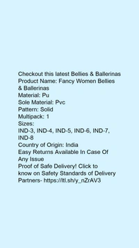 Product Name: *Fancy Women Bellies & Ballerinas*Material: PuSole Material: PvcPattern: SolidMultipack: 1 - IND-4
