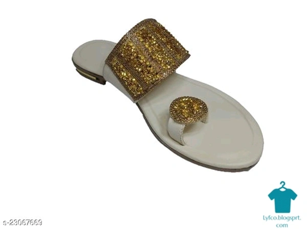 Product Name: *Stylish Women's Gold Flats*Material: Mesh - IND-5