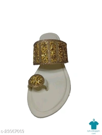 Product Name: *Stylish Women's Gold Flats*Material: Mesh - IND-5
