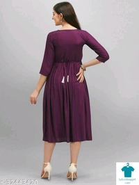 Product Name: *Fancy Designer Women Dresses*Fabric: RayonSleeve Length: Three-Quarter SleevesPattern: EmbroideredMultipack: 1 - L