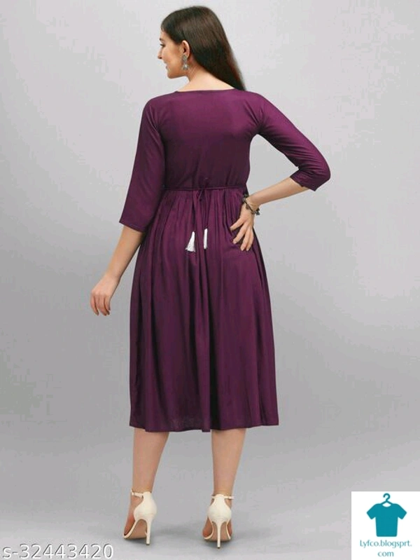Product Name: *Fancy Designer Women Dresses*Fabric: RayonSleeve Length: Three-Quarter SleevesPattern: EmbroideredMultipack: 1 - XL