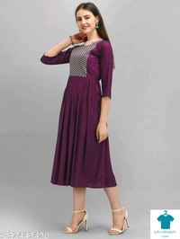 Product Name: *Fancy Designer Women Dresses*Fabric: RayonSleeve Length: Three-Quarter SleevesPattern: EmbroideredMultipack: 1 - XL