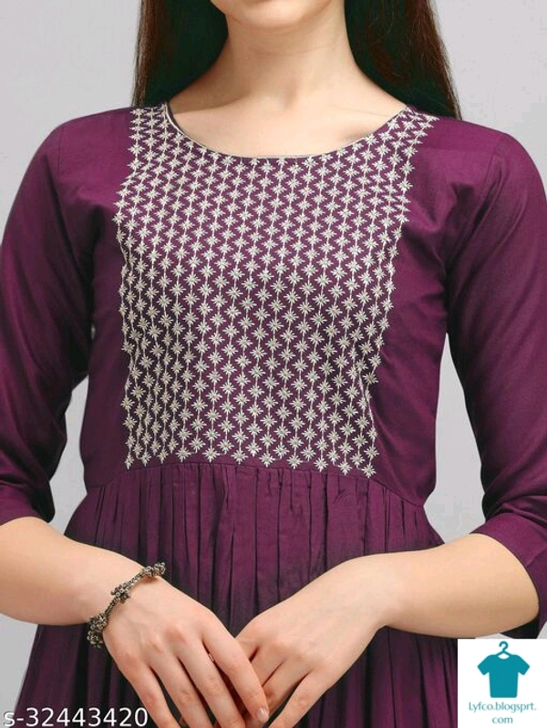 Product Name: *Fancy Designer Women Dresses*Fabric: RayonSleeve Length: Three-Quarter SleevesPattern: EmbroideredMultipack: 1 - XL