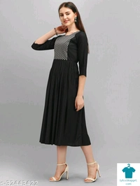 Product Name: *Fancy Designer Women Dresses*Fabric: RayonSleeve Length: Three-Quarter SleevesPattern: EmbroideredMultipack: 1 - XXL