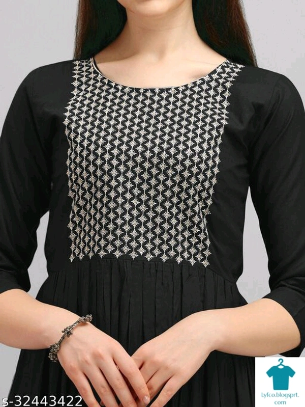 Product Name: *Fancy Designer Women Dresses*Fabric: RayonSleeve Length: Three-Quarter SleevesPattern: EmbroideredMultipack: 1 - XXL