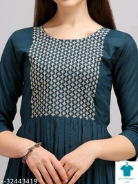 Product Name: *Fancy Designer Women Dresses*Fabric: RayonSleeve Length: Three-Quarter SleevesPattern: EmbroideredMultipack: 1 - L