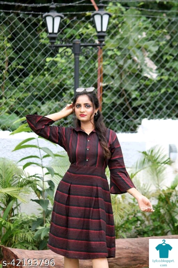 Product Name: *Classic Designer Women Dresses*Fabric: CottonSleeve Length: Three-Quarter SleevesPattern: PrintedMultipack: 1 - L