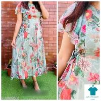 Product Name: *Trendy Ravishing Women Gowns*Fabric: GeorgetteSleeve Length: Short SleevesPattern: PrintedMultipack: 1 - XL