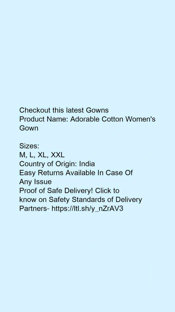 Product Name: *Adorable Cotton Women's Gown* - XL
