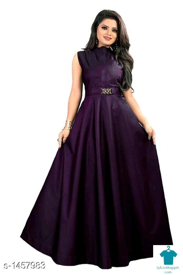 Product Name: *Women's Solid Purple Taffeta Silk Dress - M