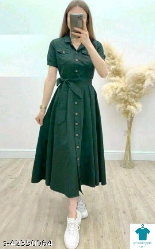 Product Name: *Women's Solid Heavy Rayon Green Color Dresses*Fabric: RayonSleeve Length: Short SleevesPattern: SolidCombo of: Single - XXL