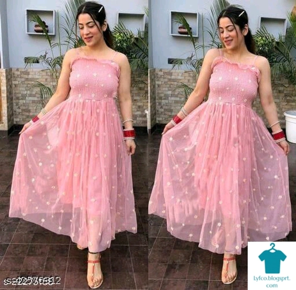 Product Name: *Classy Ravishing Women Dresses*Fabric: NetSleeve Length: SleevelessPattern: EmbroideredMultipack: 1 - XXL