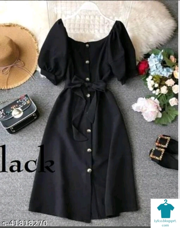 Product Name: *Trendy Sensational Women Dress*Fabric: RayonSleeve Length: Short SleevesPattern: SolidMultipack: 1 - L