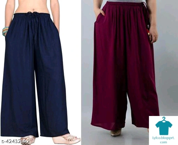 Product Name: *Palazzo*Fabric: RayonPattern: SolidMultipack: 2 - Free size