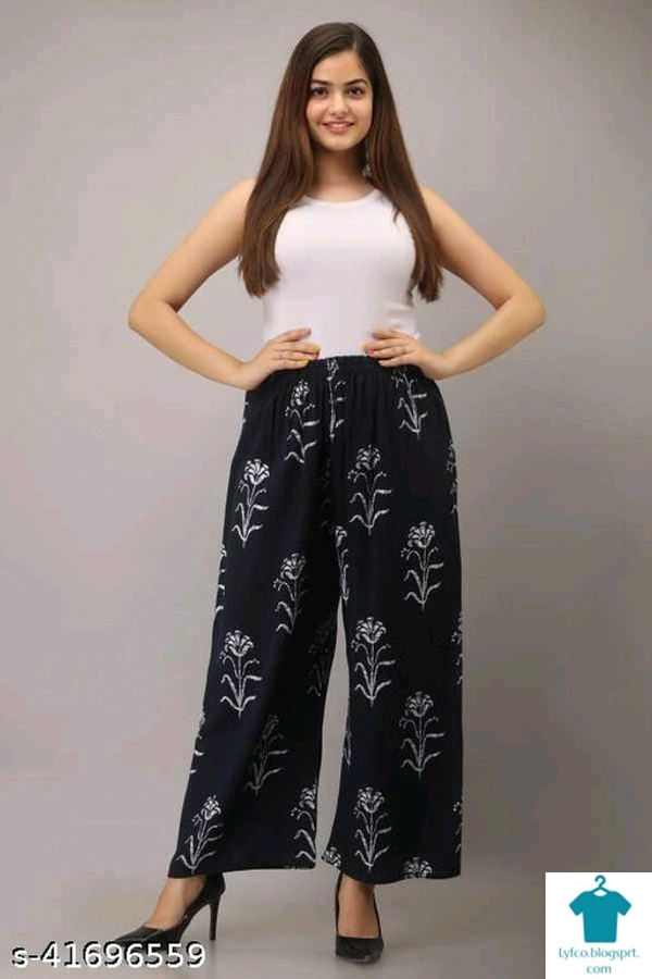 Product Name: *Designer Glamarous Women Palazzos*Fabric: RayonPattern: PrintedMultipack: 1 - 34