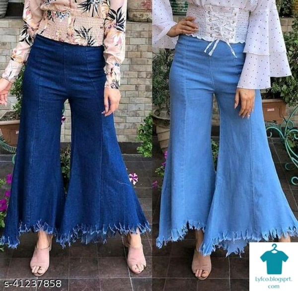 Product Name: *Designer Unique Women Palazzos*Fabric: DenimPattern: SolidMultipack: 2 - 40