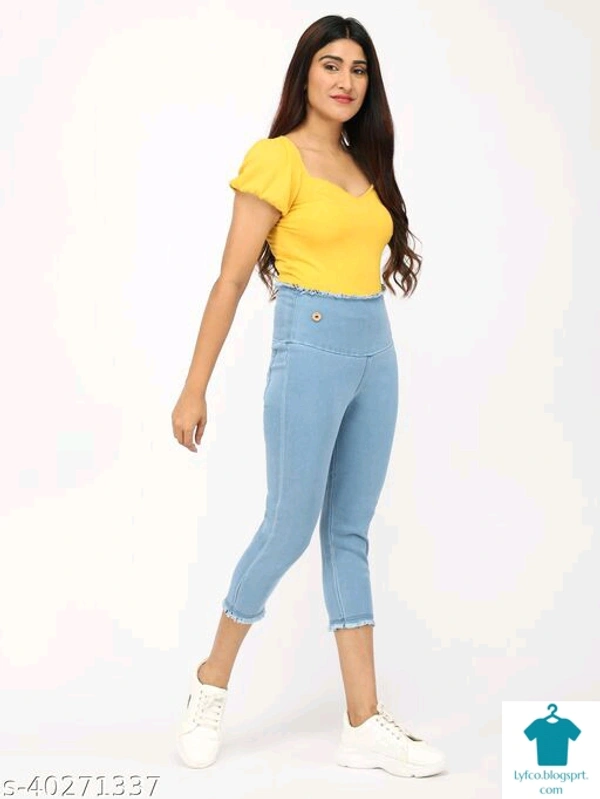 Product Name: *Trendy Designer Women Capris*Fabric: DenimPattern: SolidMultipack: 1 - 28