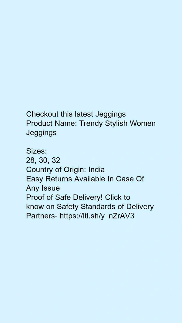 Product Name: *Trendy Stylish Women Jeggings*Fabric: Cotton Blend - 32
